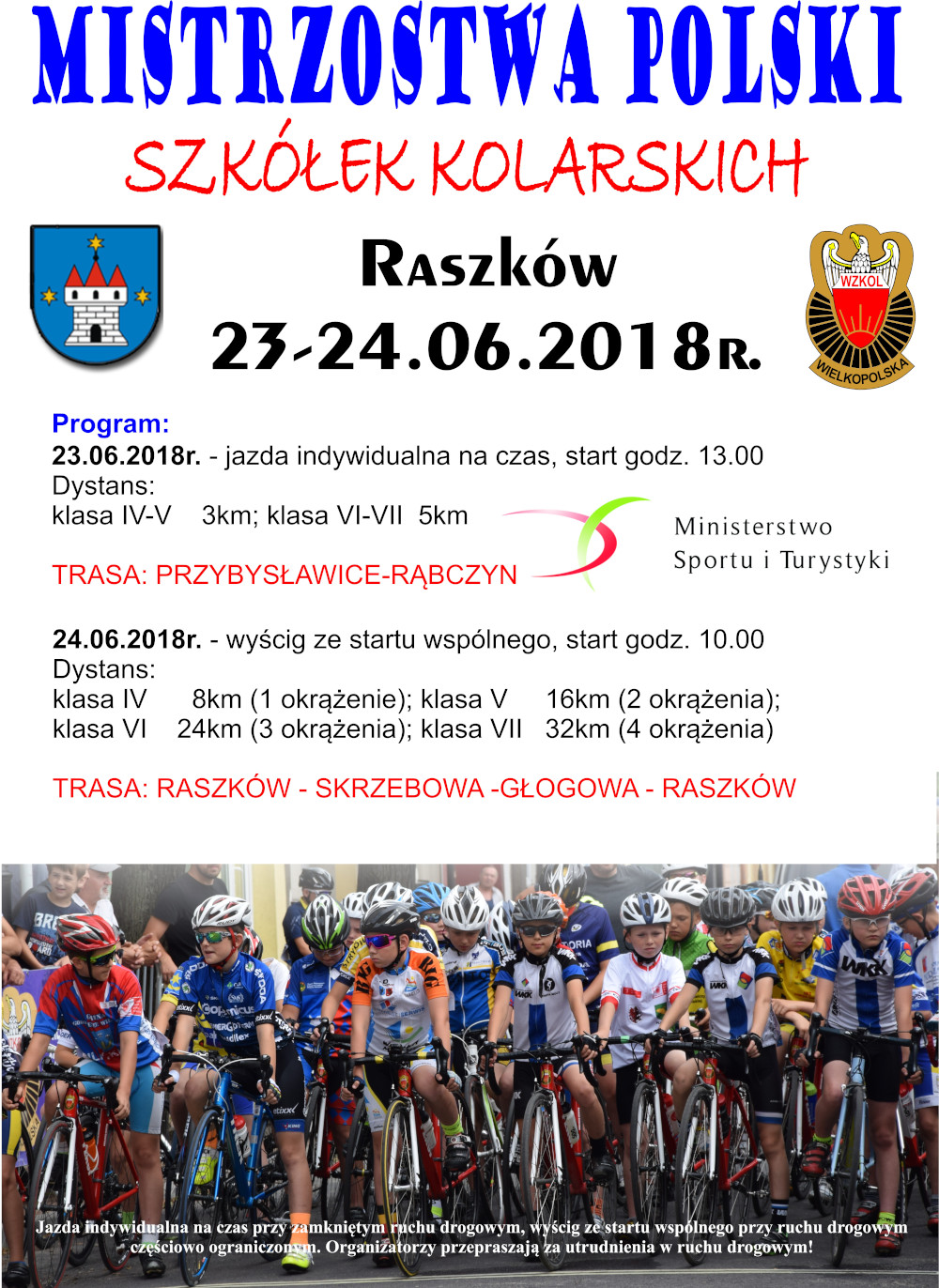 Mistrzostwa Polski Szkółek Kolarskich w kolarstwie szosowym – Raszków, 23-24.06.2018
